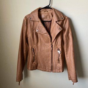Cognac Faux Leather Jacket - Max Studio, Small